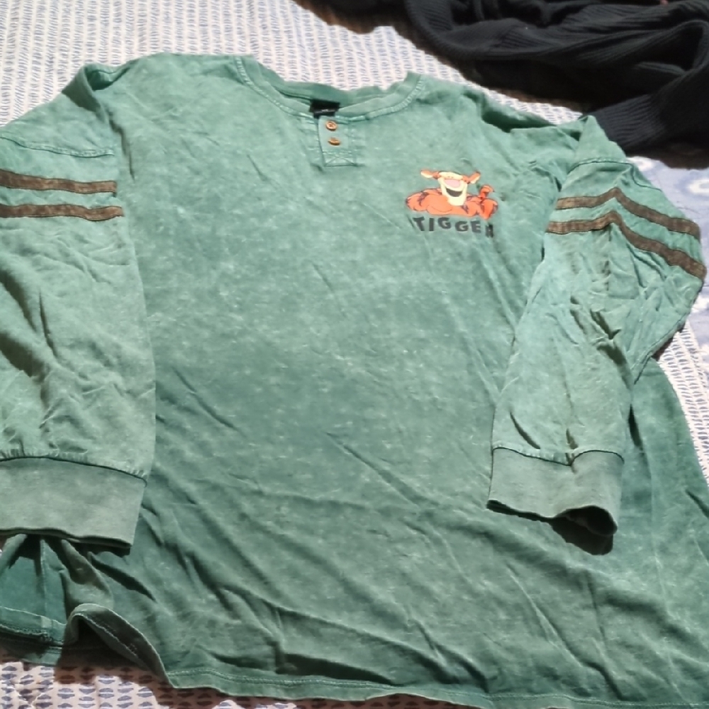Disney Unisex Henley Tshirt Tigger Graphic